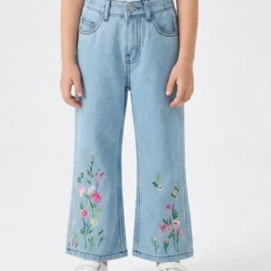 BOTTOM EMBROIDED PANT | BLUE(LIGHT)