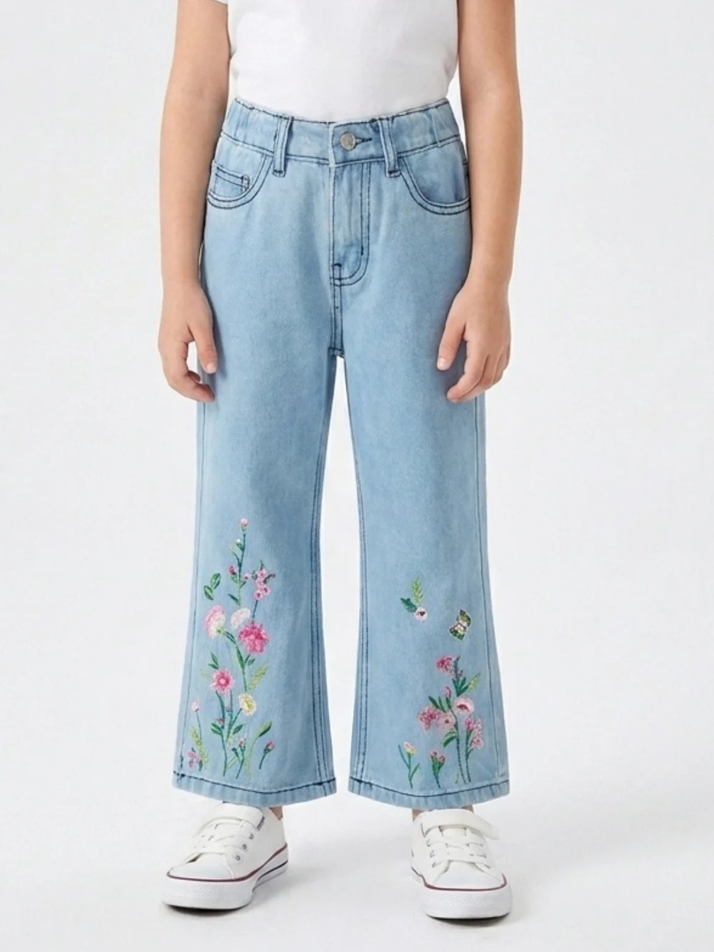 BOTTOM EMBROIDED PANT | BLUE(LIGHT)