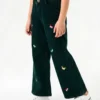 EMBROIDED BAGGY PANT | GREENISH