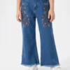 FLOWER EMBROIDED PANT | BLUE(MID)