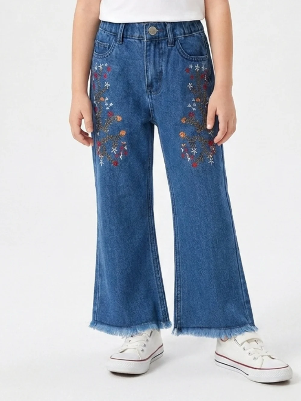 FLOWER EMBROIDED PANT | BLUE(MID)