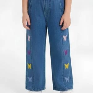 BUTTERFLY EMBROIDED PANT | BLUE(MID)
