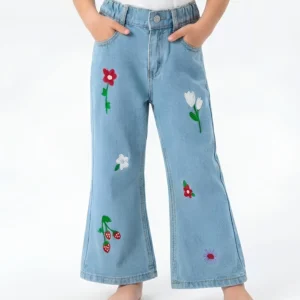 TULIP EMBROIDED PANT | BLUE (LIGHT)