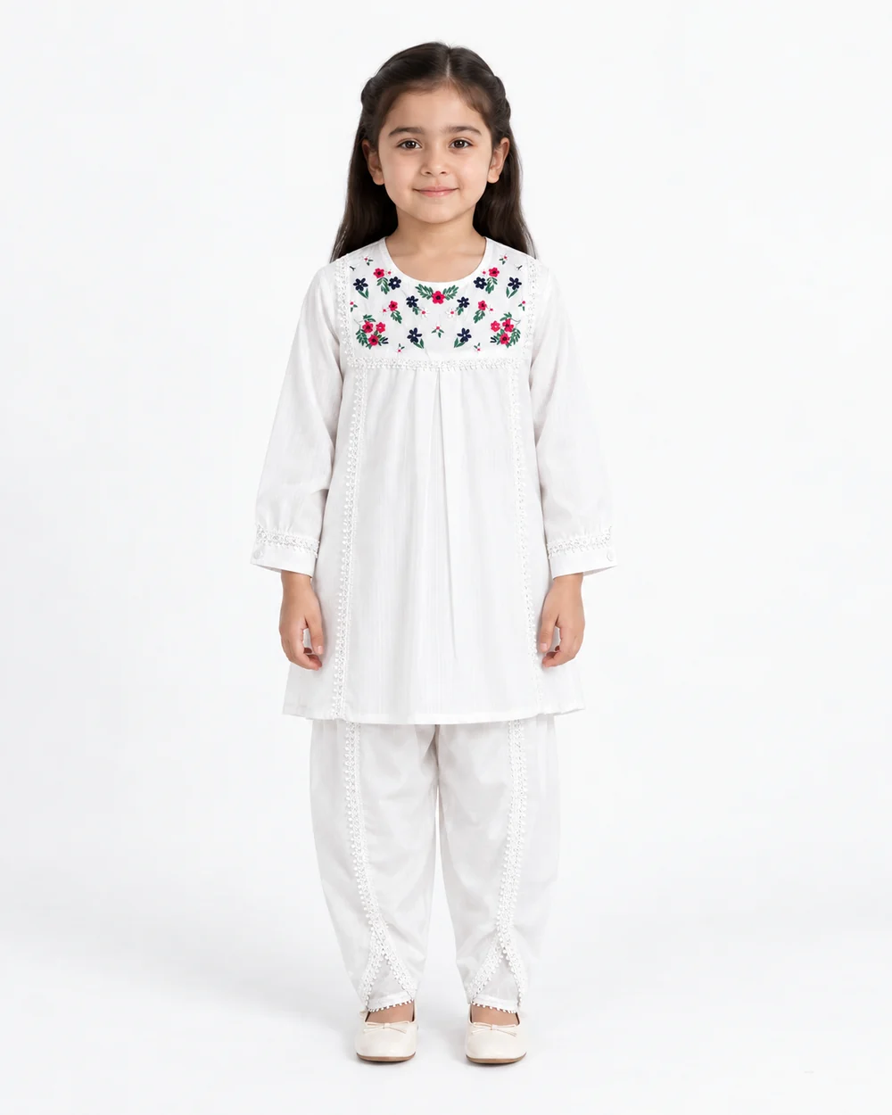 WHITE CORDUROY FLORAL EMBROIDED | TULIP SUITE
