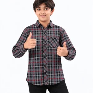 Boys Grey Check Shirt