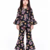 Black Floral Winter Pant Suit