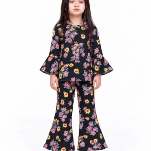 Black Floral Winter Pant Suit
