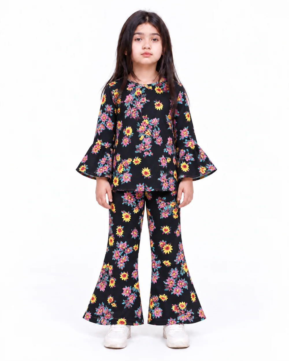 Black Floral Winter Pant Suit
